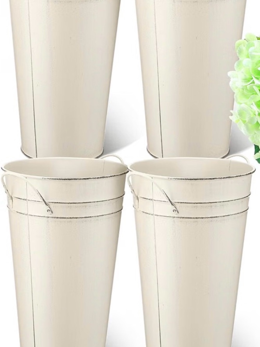 Cream Metal Party Buckets - Set of 4